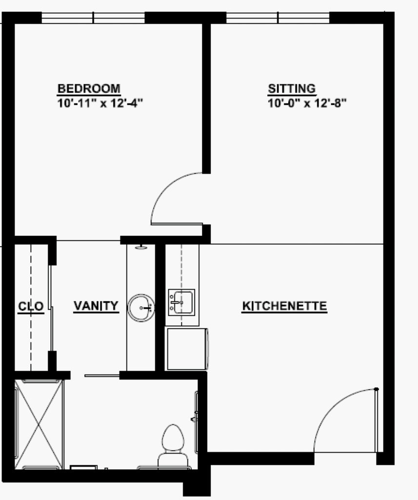 Senior Living 1 Bedroom Floorplan