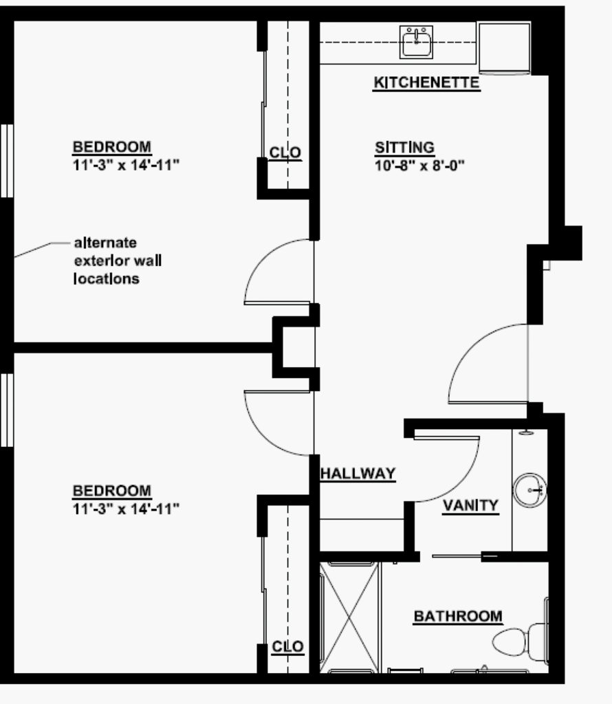 Senior Living 2 Bedroom Floorplan