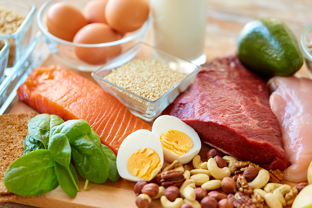 Protein packed foods, meats, eggs and nuts